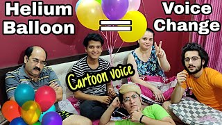 Tried HELIUM BALLON VOICE CHANGE with Family SHOCKING [upl. by Nertie]