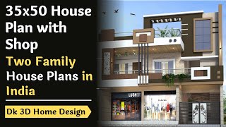 35x50 House Plan with Shop  Two Family House Plans in India  Dk 3d Home Design [upl. by Elijah]