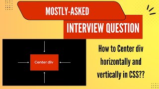 Important Interview Question in CSS  Perfectly Center DIV Horizontally and Vertically with CSS css [upl. by Eniledgam]