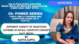 POWER SERIES ABEL S THEOREM AMD QUESTIONS BASED ON IT IN HINDI [upl. by Hsemar]