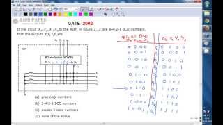 GATE 2002 ECE Multiplexer implemenation of 8421 BCD code to 2421 BCD code [upl. by Tobie300]