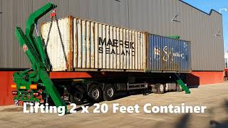 Lifting 2 x 20 Feet Container with Sidelifter [upl. by Daniella]