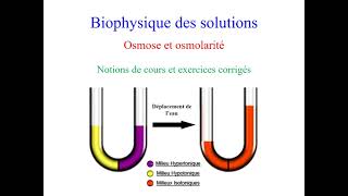 Osmose et Osmolarité notions de cours et exercices corrigés [upl. by Llertnauq]