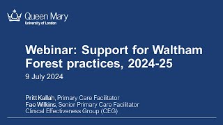 Webinar Support for Waltham Forest practices 202425 [upl. by Erialb]