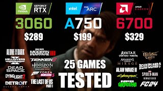 ARC A750 8GB vs RTX 3060 12GB vs RX 6700 10GB  R9  7950X3D  1080p  25 Games Tested [upl. by Amlet]