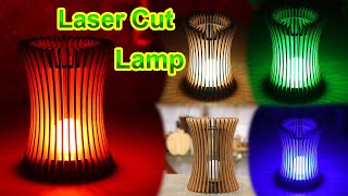 Laser Cut Table Lamp Design  Laser Cut Table Lamp Template  Round Lamp  DIY LED Lamp [upl. by Anyl]