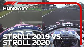 Lance Strolls Qualifying Laps 2019 and 2020 Compared  2020 Hungarian Grand Prix [upl. by Auqcinahs]