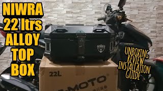 UNBOXING amp REVIEW 22liters ALLOY TOP BOX from NIWRA MOTOSUPPLY [upl. by Matty]