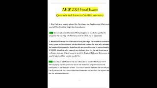 AHIP 2024 Final Exams 5 Sets of Exams with Updated Latest Questions and Answers Verified by Expert [upl. by Alvera]