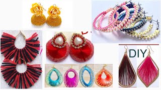 7 SILK THREAD EARRINGS DIY  JEWELLERY IDEA [upl. by Peder]