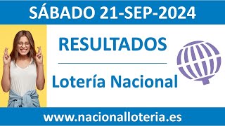 Resultado del sorteo Loteria Nacional del sabado 21 de septiembre de 2024 [upl. by Fabe32]