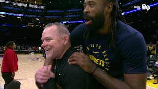 DeAndre Jordan interrupts Michael Malones interview to congratulate him on Nuggets wins record 🙌 [upl. by Carlie]