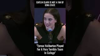 Caitlin Clark Is Not A Fan Of Tyrese Haliburtons Iowa State Cyclones caitlinclark wnba shorts [upl. by Alvie440]