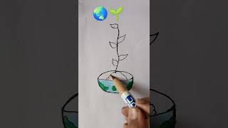 🌏🌱 Save Earth Plant More Tree trending art drawing viralshort painting satisfying shorts [upl. by Camarata]