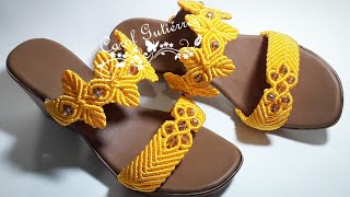 Sandalias Amarillas tejidas en Macramé 1ra parte [upl. by Claiborne]