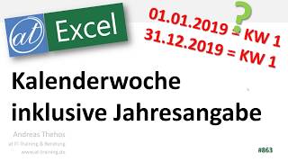 Kalenderwoche inklusive Jahr anzeigen  31122018  201901  Excel [upl. by Sakhuja108]