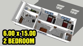 A121HOUSE MODEL DESIGN  600 x 1500  2 BEDROOM [upl. by Notlrak468]