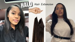 HALO EXTENSION ON 4B HAIR ft Amazing Beauty Hair [upl. by Odawa]