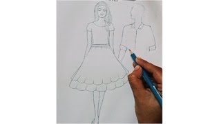 A couple walking side by side Drawing trick  step by step drawing for beginners  drawing tutorials [upl. by Ajroj392]