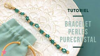 TUTORIEL  Bracelet Fleur Émeraude en Perles Toupies PureCrystal [upl. by Bussy]