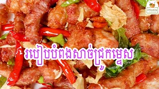 របៀបបំពងសាច់ជ្រូកម្ទេស ​​foodie yummy fish recipe pork delicious khmerfoods [upl. by Eletnahs]