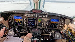 King Air B350 ProLine 21  visual approach Goose Bay Canada  crosswind landing [upl. by Devy]