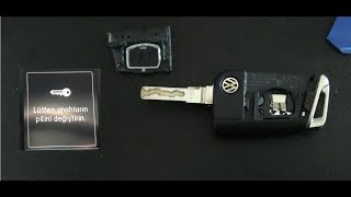 How to Vw Golf  Caddy  Polo  Passat  Seat  Audi key battery dissasembly and replacement [upl. by Leventhal]