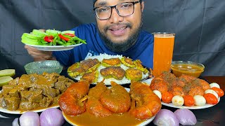 SPICY PRAWNS CURRY MUTTON LIVER CURRY AND EGG CURRY WITH RICE EATING SHOW INDIAN FOOD EATING [upl. by Tonjes384]