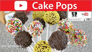 CAKE POPS PALETAS DE PASTEL SIN HORNO  Vicky Receta Facil [upl. by Otreblide]