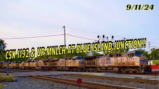 CSX I192 amp UP MNLCH At Blue Island Junction 91124 [upl. by Airdnaxela]