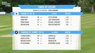 Farnham CC Surrey 1st XI v Cheam CC 1st XI [upl. by Neelrahs]