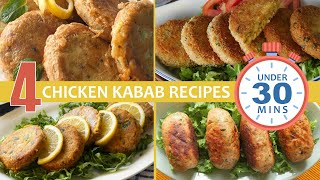 4 Quick Chicken Kabab Recipes under 30 Mins By Food Fusion [upl. by Aihsekan]