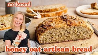 No Knead Honey Oat Artisan Bread [upl. by Akimal]