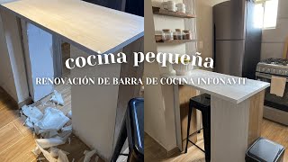 🤍COCINA PEQUEÑA RENOVACIÓN DE BARRA PARA COCINA CASA PEQUEÑA INFONAVIT 🧺 [upl. by Amabel323]