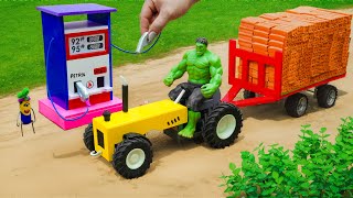 Diy tractor mini Bulldozer to making concrete road  Construction Vehicles Road Roller 108 [upl. by Hamrnand]