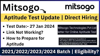 Mitsogo Aptitude Test Mail Update  Test Date 27 Jan  How to Prepare  202124 Batch Eligible [upl. by Lavina]