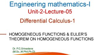 HOMOGENEOUS FUNCTIONS  EULERS THEOREM  EULERS THEOREM ON HOMOGENEOUS FUNCTIONS [upl. by Dressel]