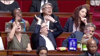 Pâtes sauce haricots Mélenchon apporte ses courses à lAssemblée [upl. by Aket]