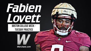 FSU Football  Fabien Lovett on his role Previews Boston College  Warchant TV FSU [upl. by Romulus]