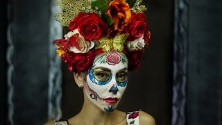 Dia de los muertos sugar Skull Makeup tutorial by Citylocscom and Paulina [upl. by Younger]