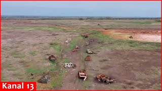 Ukrainian drone shows Russian military equipments being destroyed after heavy fighting [upl. by Edieh717]