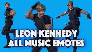 Leon Kennedy Dances All Music Emotes That we Have  FORTNITE [upl. by Odnumyer158]