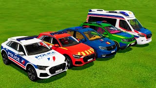 TRANSPORTING PIXAR CARS amp FRUITS WITH COLORED amp JOHN DEERE vs CLAAS vs TRACTORS  BeamNGdrive 983 [upl. by Aivan]