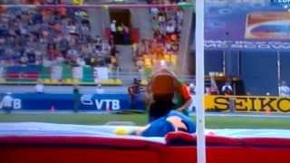 Bohdan Bondarenko  high jump 20cm above 235m  HUGE JUMP  Moscow 2013 [upl. by Newbill330]