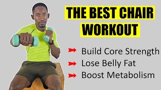 30Minute Dumbbell Chair Workout to Strengthen Core and Burn Fat [upl. by Ahsocin]