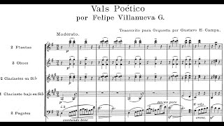 Felipe VILLANUEVA VALS POÉTICO 1891 orquestación de Gustavo E CAMPA 19 VídeoScore [upl. by Labannah]