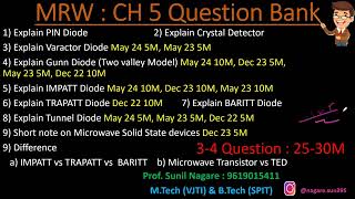 Question Bank Ch5  Microwave Semiconductor Devices  Lec 2  LMRMicrowave Engineering Sem7 EXTC [upl. by Annekam]