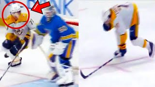 Jordan Binnington catches Luke Evangelista with high stick Binnington High Sticking FULL CLIP [upl. by Llenaej]