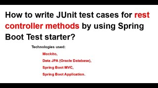 How to write Junit test cases for rest controller methods by using Spring Boot Test Starter Mockito [upl. by Oflodor]