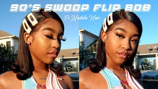 90s Inspired Side Swoop Bob With Flipped Ends  Ft Nadula Hair [upl. by Tammany]